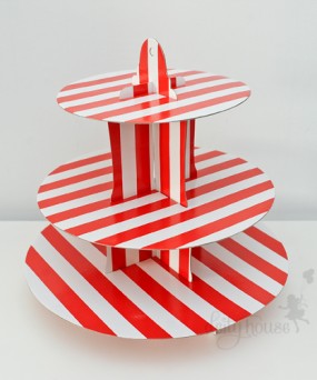 Tier Cake Stand - Stripe Red