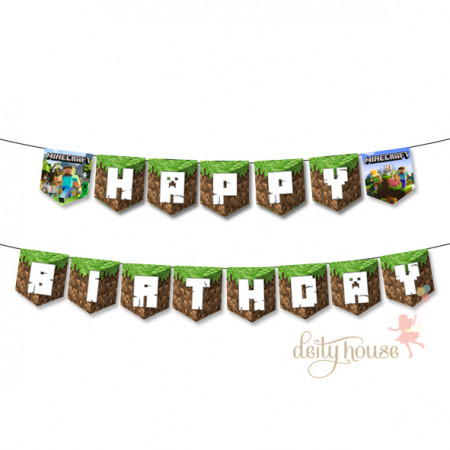 Birthday Paper Bunting - Minecraft