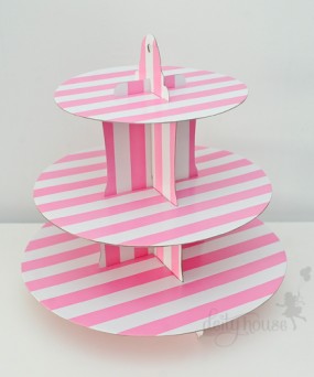 Tier Cake Stand - Stripe Light Pink
