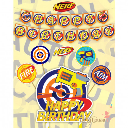 NERF Logo Happy Nerfday I Would Take a NERF Bullet for You Edible Cupcake  Topper Images ABPID04613